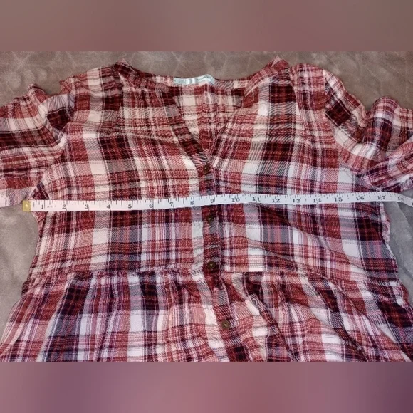 Maurice Plaid Peplum Shirt / Small - Picture 7 of 9